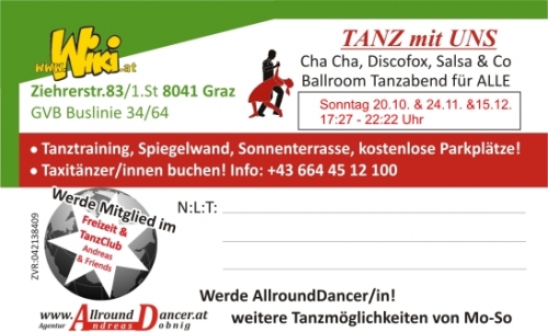 Visitenkarte Wiki Sonntag von 17:27-22:22 Uhr www.AllroundDancer & Freizeit&Tanzclub Andreas&Friends